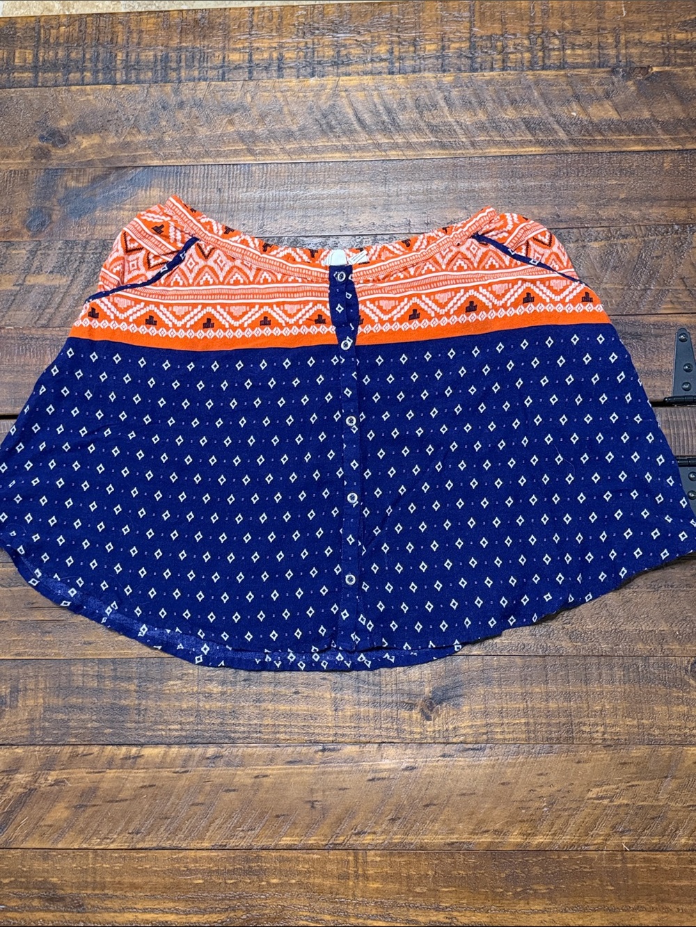 Roxy Navy and Orange Patterned Skirt